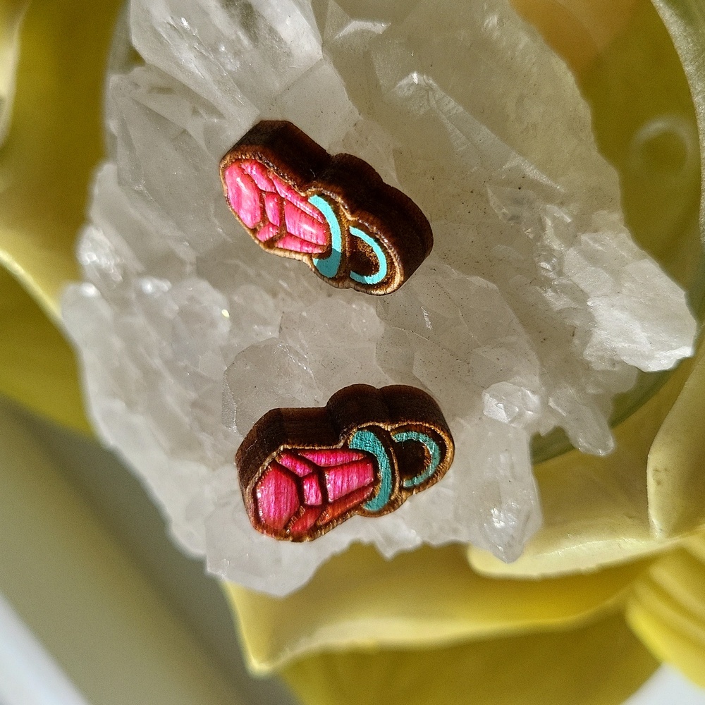 Hand-crafted Pink RING POP stud earrings - Picture 9 of 9